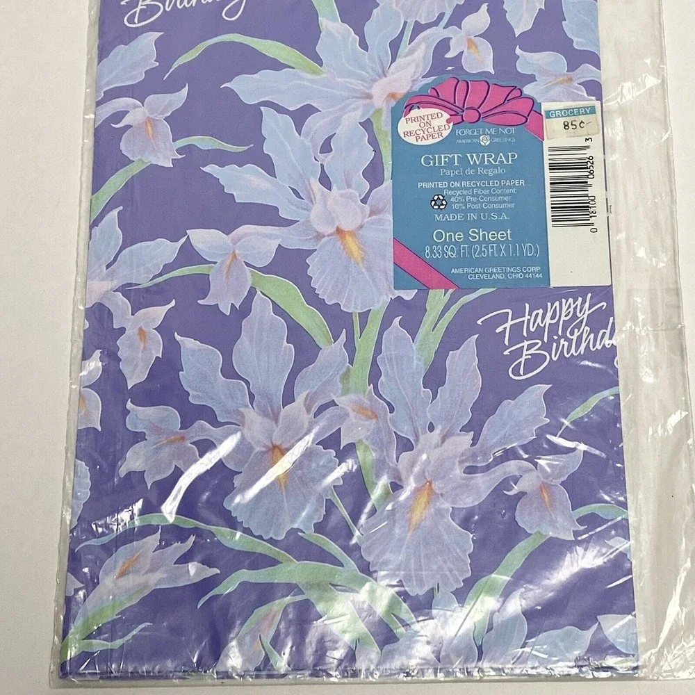 Vintage Lot of 6‎ Wrapping Paper Sheets Birthday Christmas Flowers